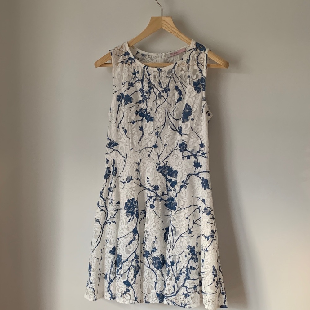 Choklate Paris Retro style Blue Floral Sleeveless Dress